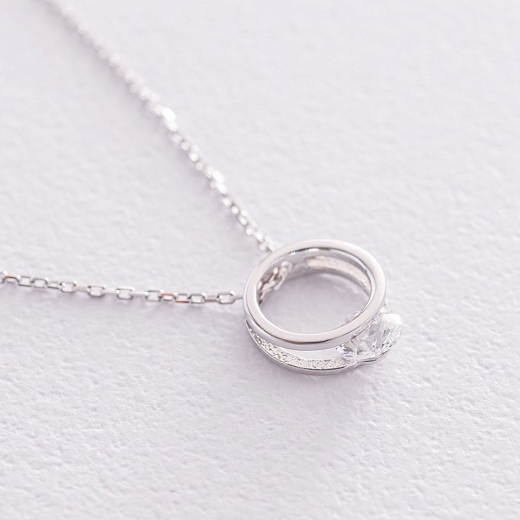 Колье "Амелия" в белом золоте (фианит) кол01903 от ювелирного магазина Оникс - 2