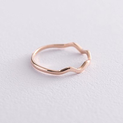 Кольцо "Волна" в красном золоте к06740 №12