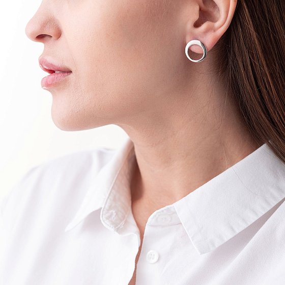 Сережки - пусети "Орбіта" в білому золоті с07347 №3