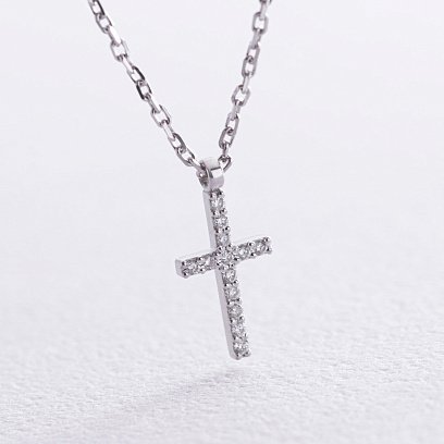 Золоте кольє "Хрестик" з діамантами 738341121