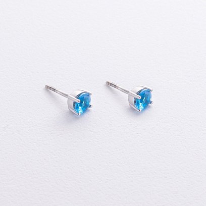 Серебряные серьги - пусеты с кварцом 2527/1p-QSWB