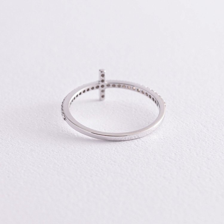 Каблучка "Дейзі" в білому золоті (фіаніти) з3913б від ювелірного магазину Онікс - 4