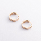 Серьги - кольца "Клевер" в желтом золоте (фианиты) с09666 от ювелирного магазина Оникс - 1