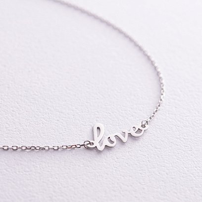 Браслет "Love" в белом золоте на ногу б05229 №3