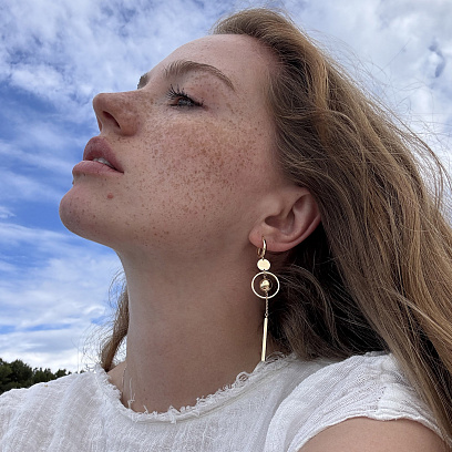 Золотые серьги "Солнце" на английской застежке с06532 №8