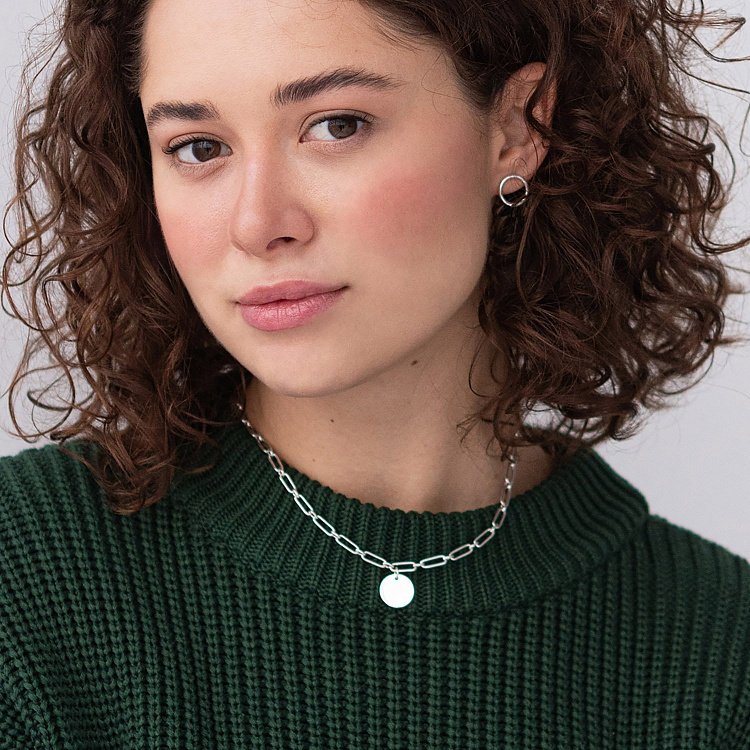 Срібне кольє "Ланцюжок з монетою" (можливе гравірування) 181186 від ювелірного магазину Онікс - 4