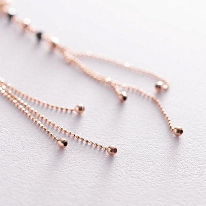 Золоті сережки "Кульки" з чорними фіанітами с07169 №3