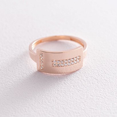 Кольцо в красном золоте с фианитами к06697