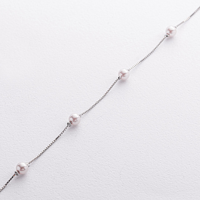 Срібний браслет з перлами 141911 №2