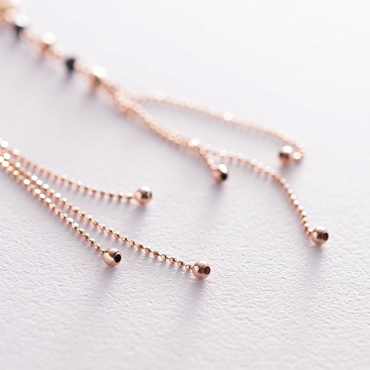 Золоті сережки "Кульки" з чорними фіанітами с07169 від ювелірного магазину Онікс - 2