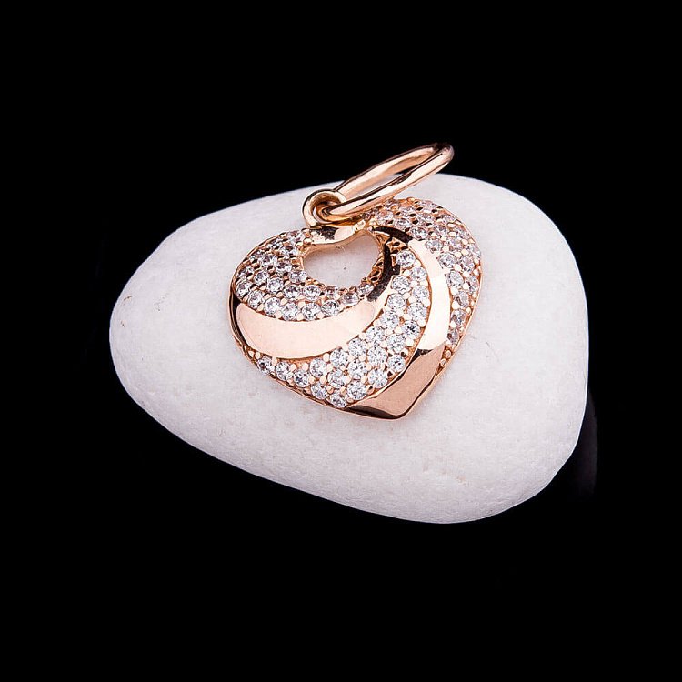 Золотая подвеска "Сердце" с фианитами п02306 от ювелирного магазина Оникс