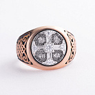 Золотое мужское кольцо-печатка (чернение) к08443 от ювелирного магазина Оникс - 4