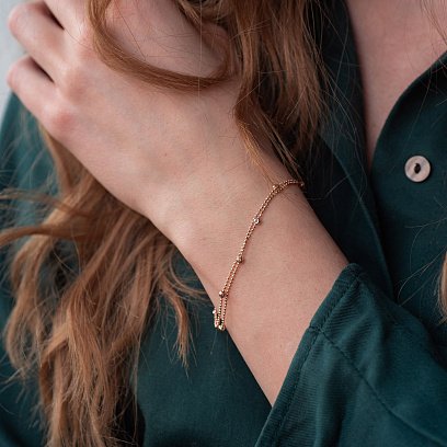 Подвійний браслет "Кульки" в червоному золоті б04699 №2