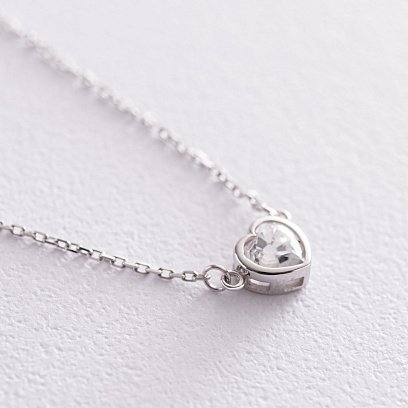 Колье "Сердечко" в белом золоте кол01828 №4