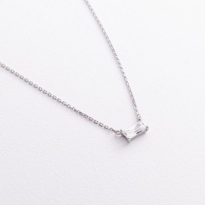 Серебряное колье с фианитом 908-01407