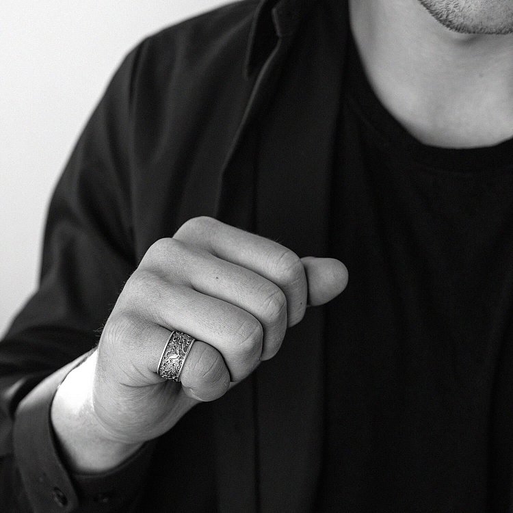 Серебряное кольцо "Японская волна" 7026 от ювелирного магазина Оникс - 9