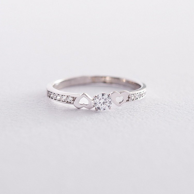 Золотое помолвочное кольцо "Сердечки" (фианиты) к05984 от ювелирного магазина Оникс