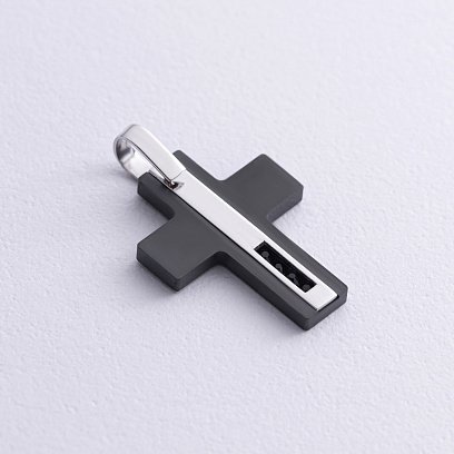 Хрест із білого золота (циркон, фіаніти) 403-00006/1