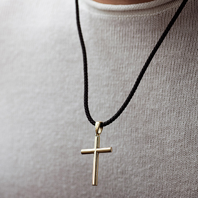 Чоловічий хрест у жовтому золоті п03923 №3