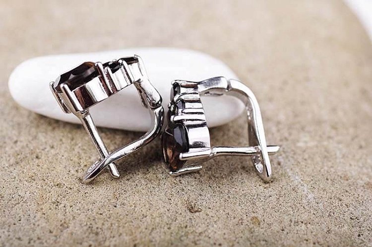 Серьги (дымчатый кварц) 12763 от ювелирного магазина Оникс - 2