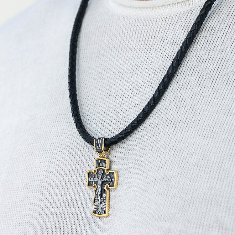 Срібний хрест з позолотою ''Розп'яття. Архангел Михаїл'' 132504 від ювелірного магазину Онікс - 3