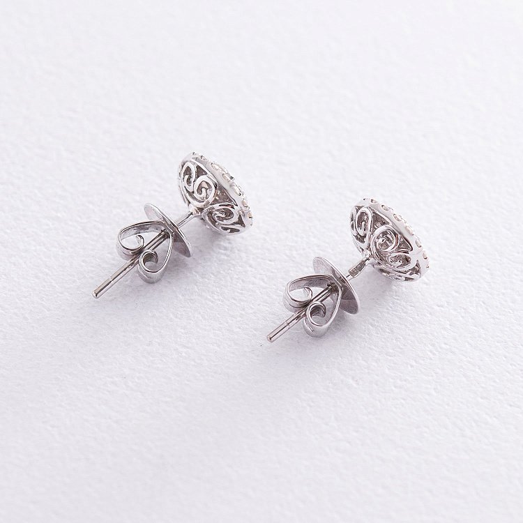 Золотые серьги - пусеты с бриллиантами с332 от ювелирного магазина Оникс - 2