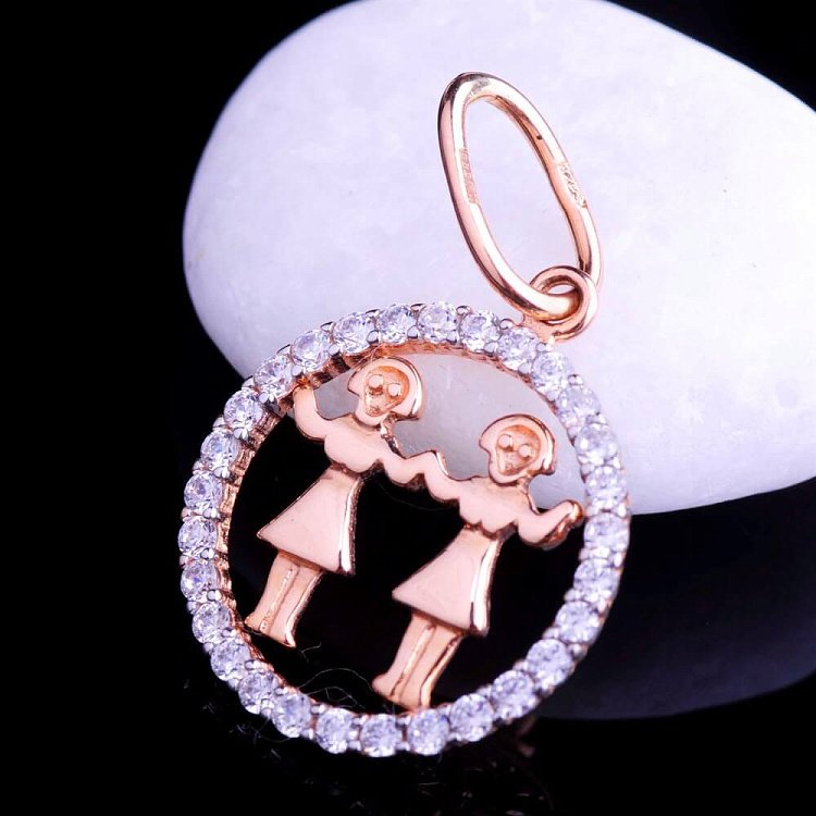 Підвіска "Близнюки" з фіанітами п01209бл від ювелірного магазину Онікс