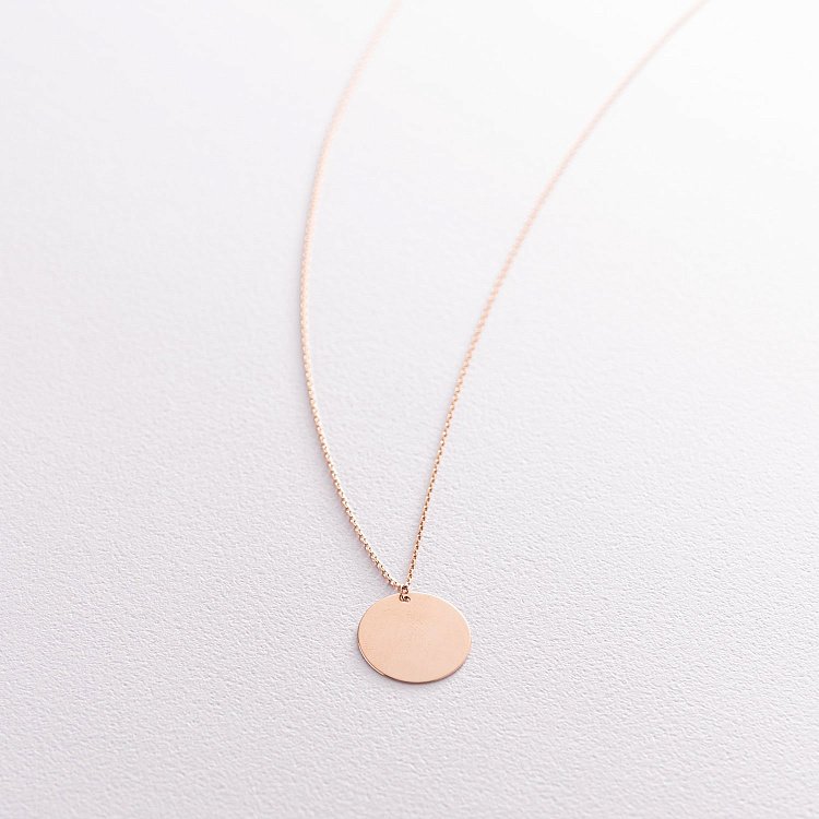 Кольє "Монетка" в червоному золоті (можливе гравіювання) кол01777 від ювелірного магазину Онікс