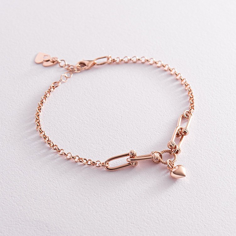 Золотой браслет "Сердечко" б05064 от ювелирного магазина Оникс