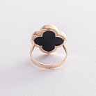 Золотое кольцо "Клевер" с ониксом к06750 от ювелирного магазина Оникс - 3