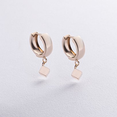 Серьги "Кубики" в желтом золоте с08901