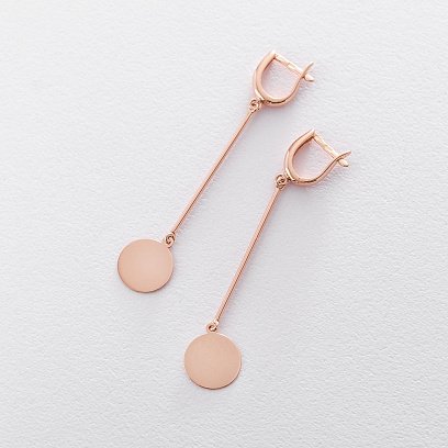 Сережки "Монетки" з червоного золота с06354 №4