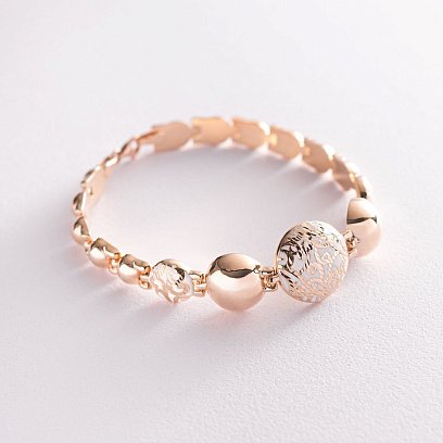 Золотий браслет з білою емаллю ﻿ б04585