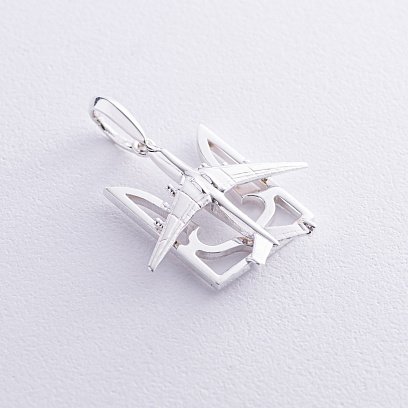 Срібний кулон "Герб України - Тризуб. Літак" 133129 №4