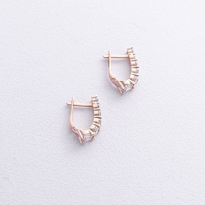 Золотые серьги с фианитами с08909 №4