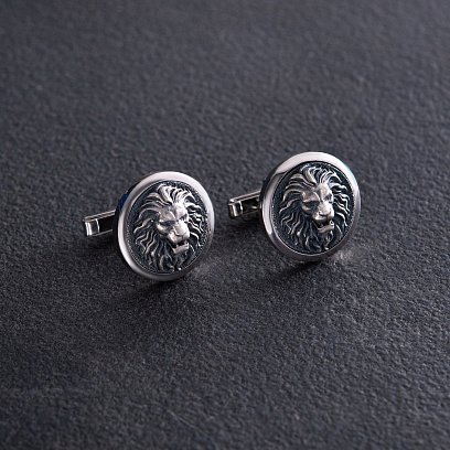 Срібні запонки "Дикий лев" 25074 №3