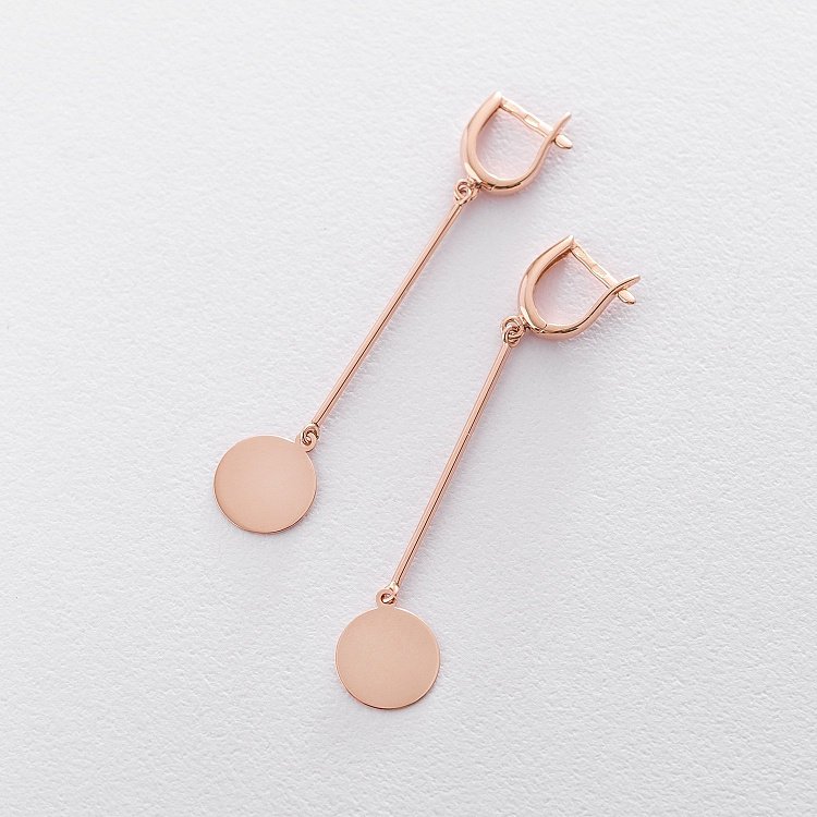 Сережки "Монетки" з червоного золота с06354 від ювелірного магазину Онікс - 3