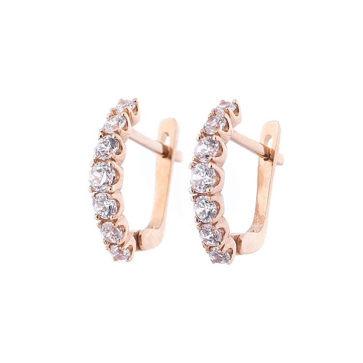 Золоті сережки з фіанітами с326 від ювелірного магазину Онікс - 1