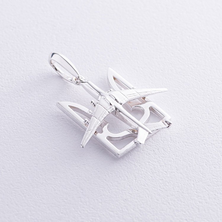 Срібний кулон "Герб України - Тризуб. Літак" 133129 від ювелірного магазину Онікс - 5