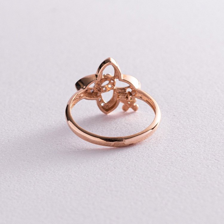 Золотое кольцо "Клевер" с фианитами к04932 - 2 Золотое кольцо "Клевер" с фианитами к04932 от ювелирного магазина Оникс - 2