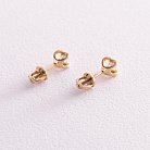 Сережки - пусети "Сердечки" у жовтому золоті (діаманти) 102-10013/2ж от ювелирного магазина Оникс