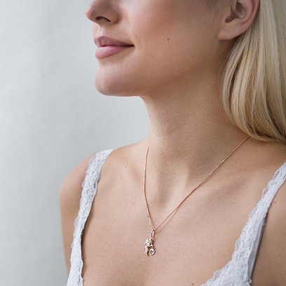 Золотой кулон "Ангел с сердцем" п03302 №2