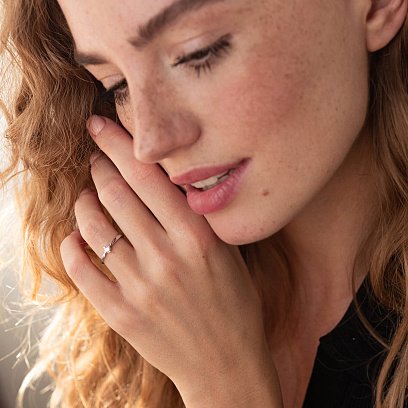 Помолвочное серебряное кольцо с фианитом 595 №5