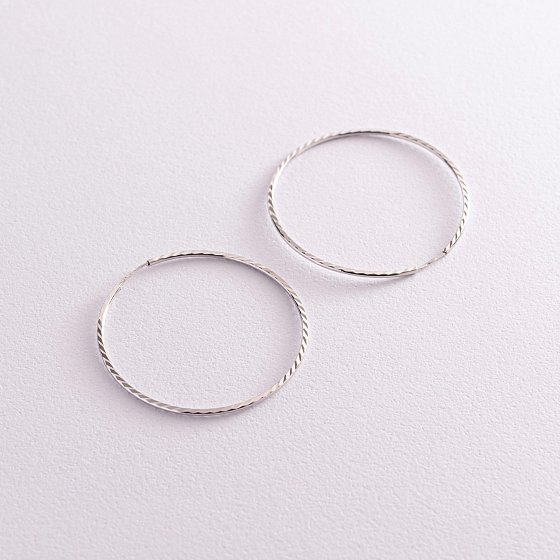 Серьги - кольца в белом золоте (3.8 см) с07796 №2