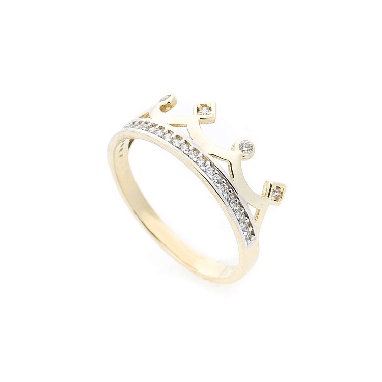 Золотое кольцо "Корона" (фианиты) к05492 от ювелирного магазина Оникс