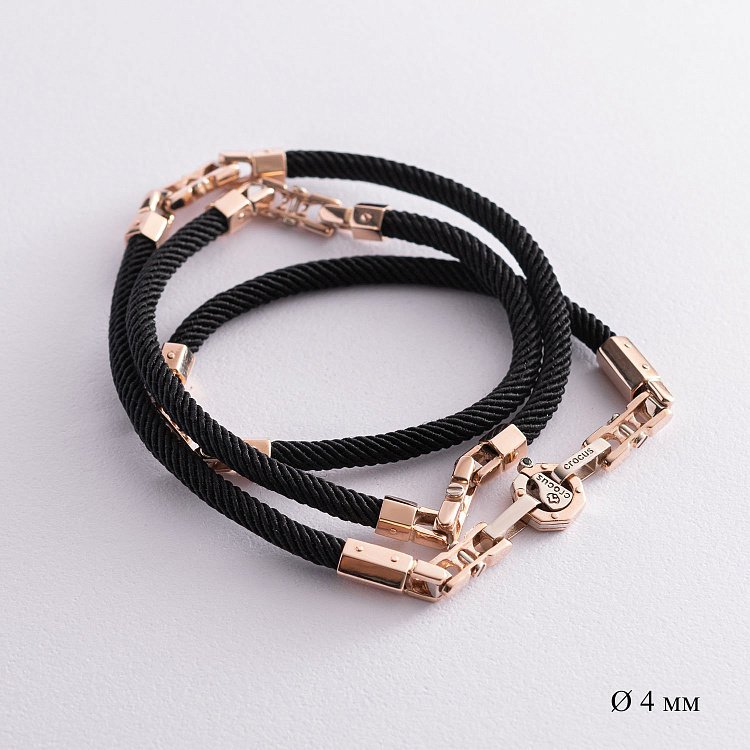 Шелковый шнурок с золотой застежкой Ш0036-4в/д4 от ювелирного магазина Оникс