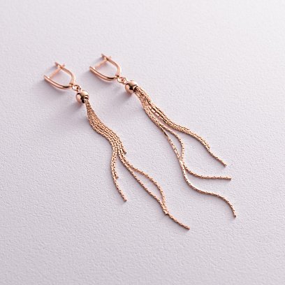 Висячие золотые серьги с06726 №4