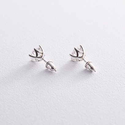 Срібні сережки - пусети з фіанітами 121622 №3