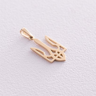 Кулон "Герб України - Тризуб" у жовтому золоті п03744 №4