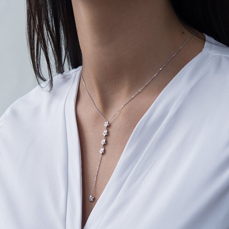 Золотое колье "Звездочки" с фианитами кол01516 от ювелирного магазина Оникс - 1